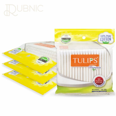 TULIPS Premium Cotton Ear Buds/Swabs with white PAPER Sticks