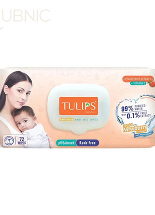 Tulips Sensitive Baby Wet Wipes 99% Purified Water Rash Free