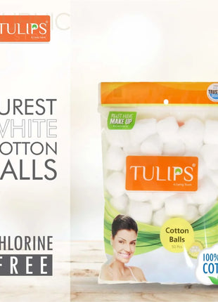 Tulips White Cotton Balls 50S Pack of 2 - MAKEUP REMOVER