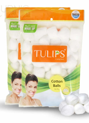 Tulips White Cotton Balls 50S Pack of 2 - MAKEUP REMOVER