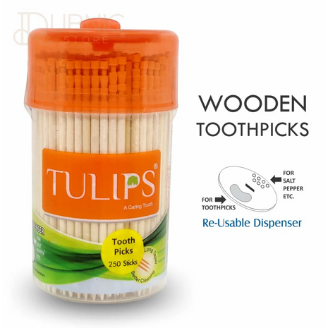 Tulips Wooden Toothpicks 250 Sticks - TOOTHPICK