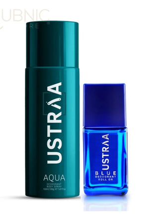 USTRAA AQUA Deodorant Body Spray 150 ml+Blue Deodorant Roll