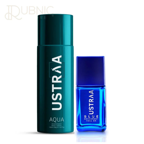 USTRAA AQUA Deodorant Body Spray 150 ml+Blue Deodorant Roll