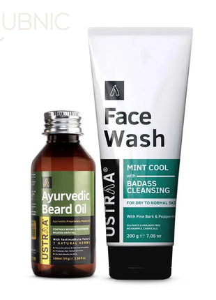 USTRAA Ayurvedic Beard Oil & Face Wash Dry Skin - Beard &