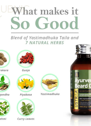 USTRAA Ayurvedic Beard Oil & Hair Growth Vitalizer - Beard &