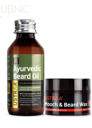 USTRAA Ayurvedic Beard Oil & Mooch Wax - Beard & Hair Growth