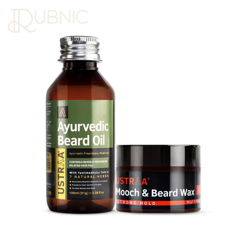 USTRAA Ayurvedic Beard Oil & Mooch Wax - Beard & Hair Growth