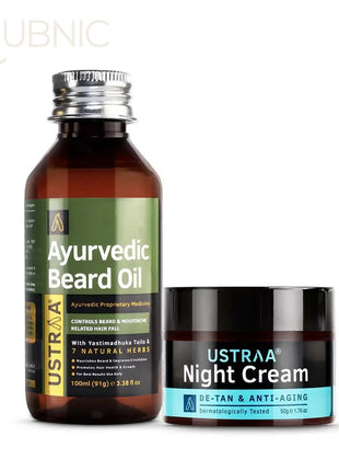 USTRAA Ayurvedic Beard Oil & Night Cream - Beard & Hair