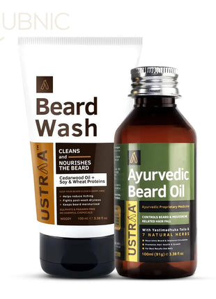 USTRAA Ayurvedic Beard Oil & Beard Wash Woody - beard wash