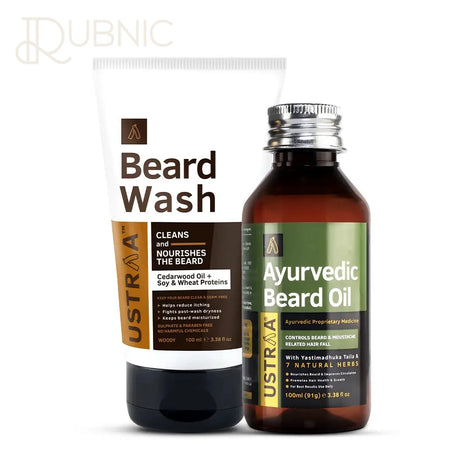 USTRAA Ayurvedic Beard Oil & Beard Wash Woody - beard wash