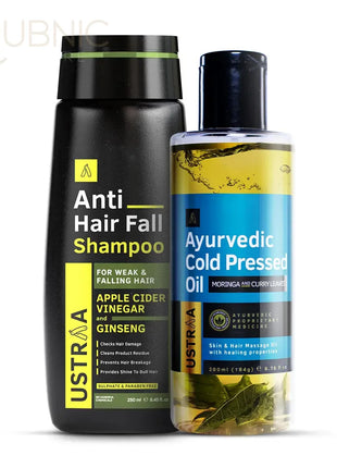 USTRAA Ayurvedic Cold Pressed Oil & Anti Hair Fall Shampoo -