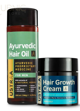 USTRAA Ayurvedic Hair Oil 200 ML & Hair Growth Cream - HAIR