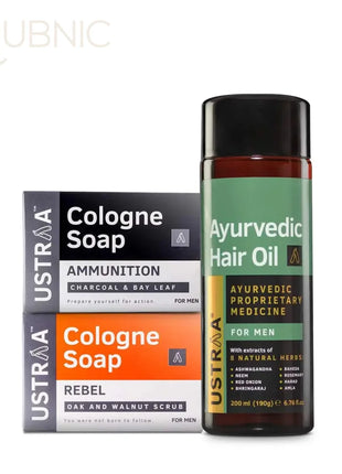 USTRAA Ayurvedic Hair Oil & Cologne Soaps- Rebel &