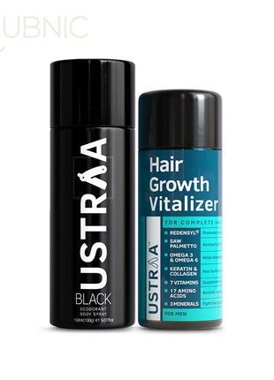 USTRAA Black Deodorant Body Spray 150 ml & Hair Growth