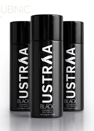 USTRAA BLACK Deodorant Body Spray 150 ml Pack of 3 - BODY