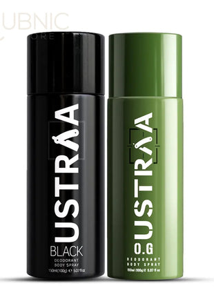 USTRAA BLACK Deodorant Body Spray 150 ml+O.G Deodorant Body