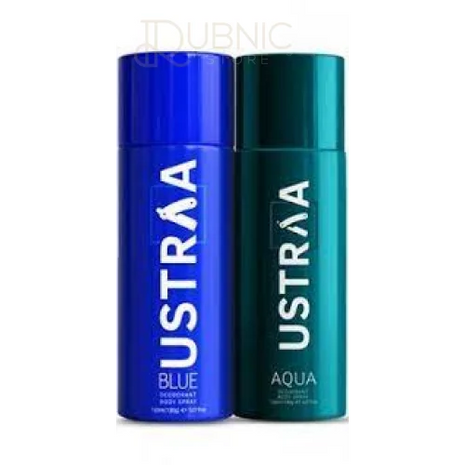 USTRAA BLUE Deodorant Body Spray 150 ml+AQUA Deodorant Body