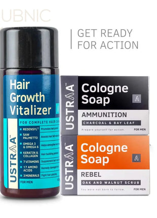 USTRAA Hair Growth Vitalizer and 2 Cologne Soaps - HAIR