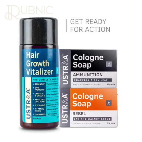 USTRAA Hair Growth Vitalizer and 2 Cologne Soaps - HAIR