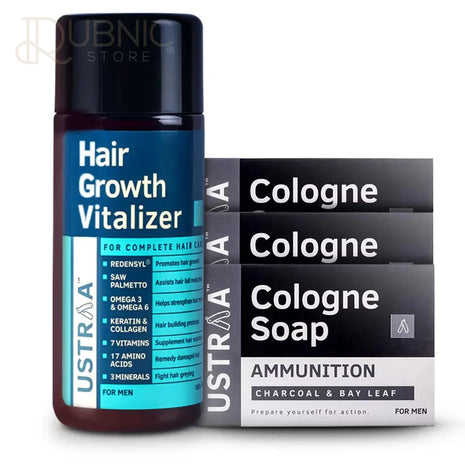 USTRAA Hair Growth Vitalizer & Cologne Ammunition Soap (Set