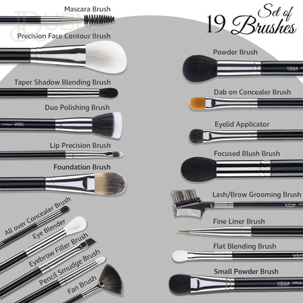 Vega Professional Makeup Brush Set of 19 (VPPMB-44) - Makeup