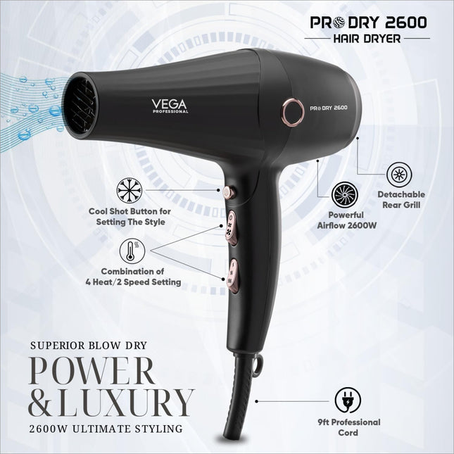 VEGA Professional Pro Dry 2600 Watts Hair Dryer For Salon