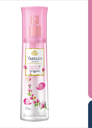 a bottle of yardley body mist on a white background