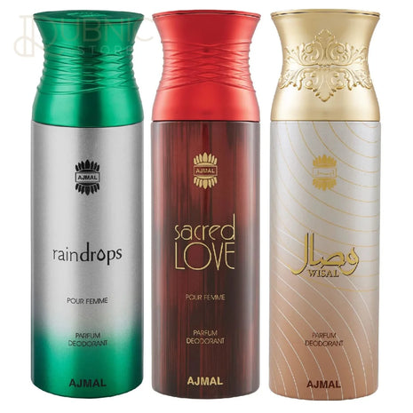 Ajmal Raindrops & Sacred Love & Wisal Deodorant Spray - For