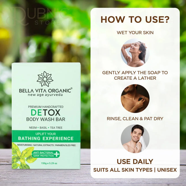 Bella Vita Organic Detox Body Wash Bar Soap 150 gm - BATH