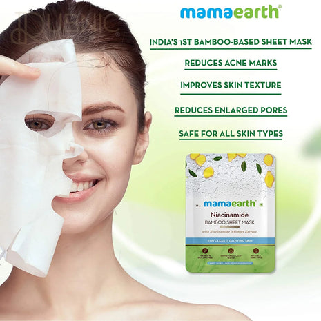 Mamaearth Niacinamide Bamboo Sheet Mask 25GM - SHEET MASK