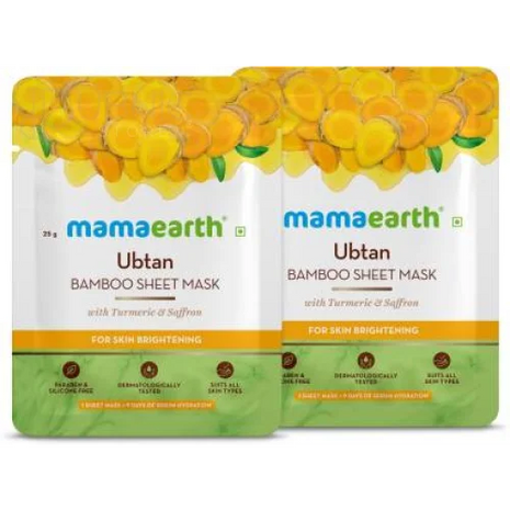 MamaEarth Ubtan Bamboo Sheet Mask 25GM*2 - SHEET MASK