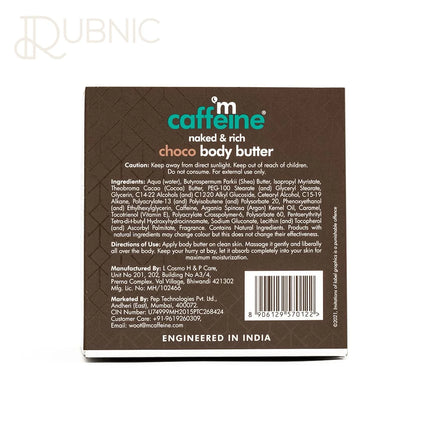 mCaffeine Body Butter for Dry Skin for Women & Men (250gm) -