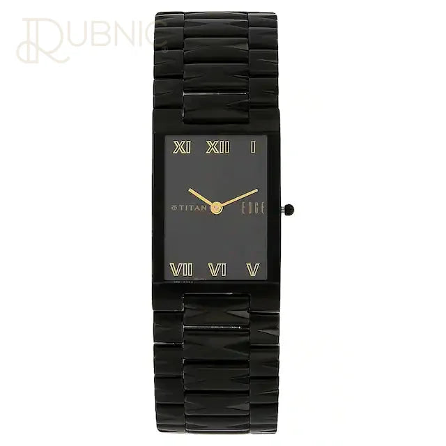 TITAN Edge Black Dial Black Stainless Steel Strap Watch -