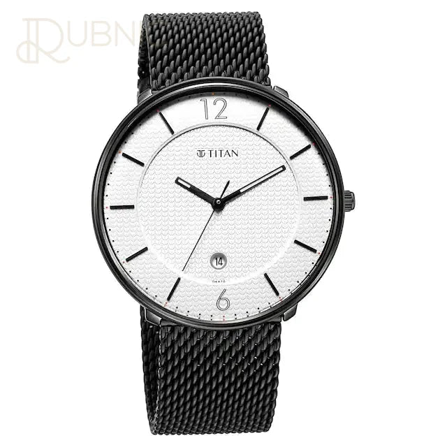 TITAN Workwear Watch with White Dial & Stainless Steel Strap